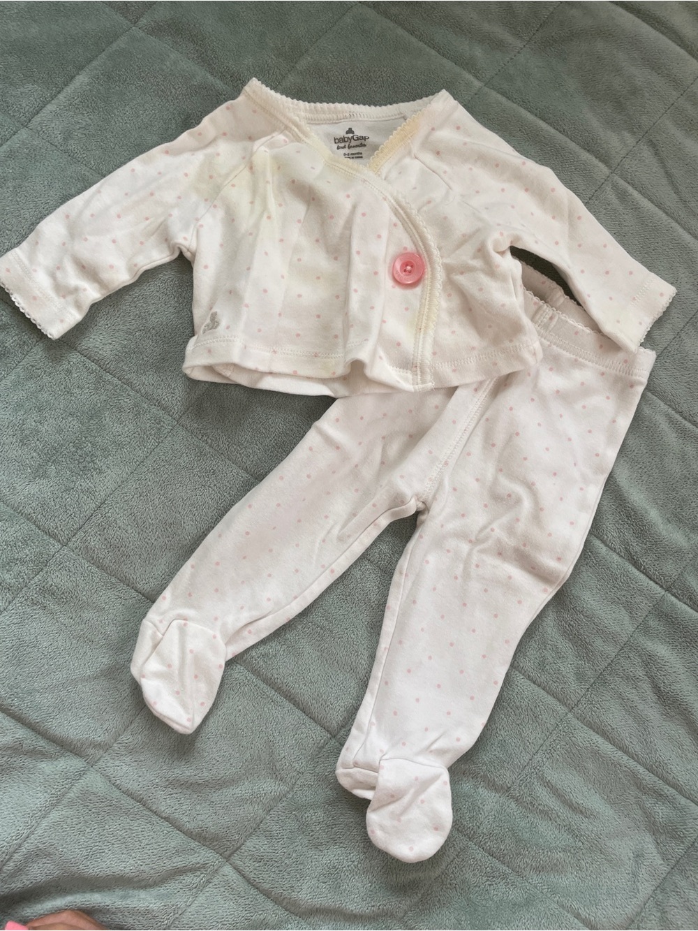 Baby Gap Pink Polka Dot Two-Piece Footed Set